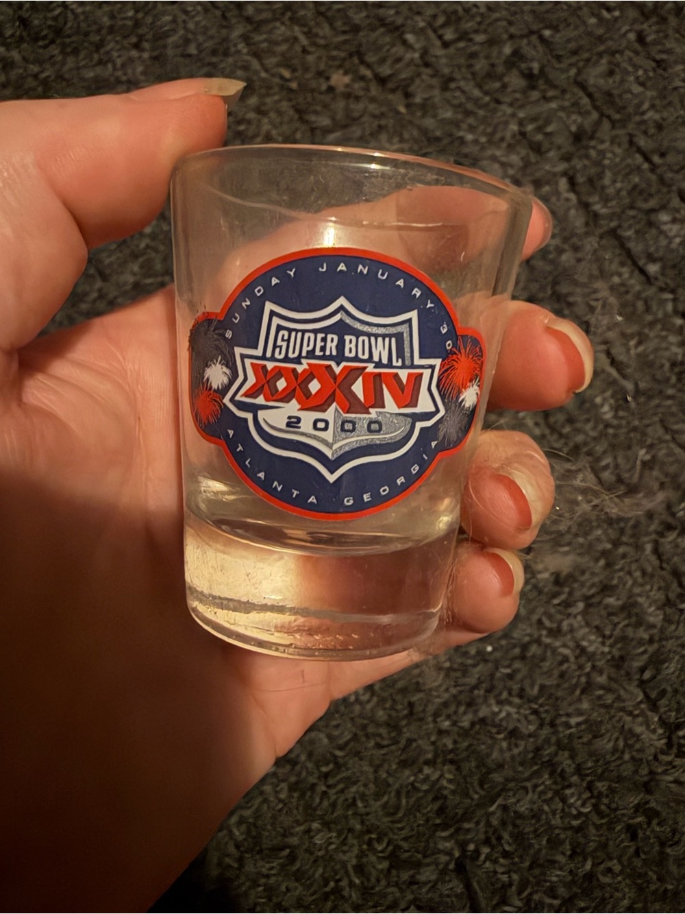Super Bowl XXXIV shot glass